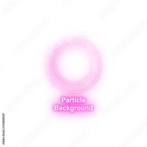Particle round background hand drawn in round neon icon