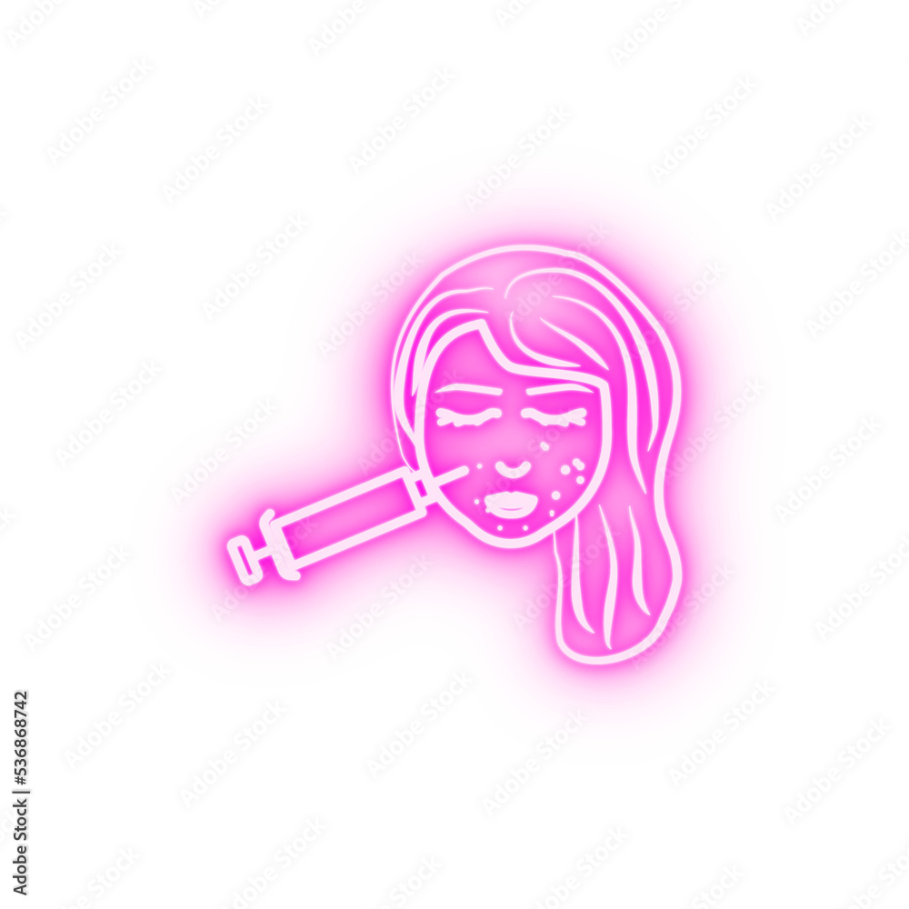 Plasma lifting woman face neon icon Plasma lifting woman face neon icon