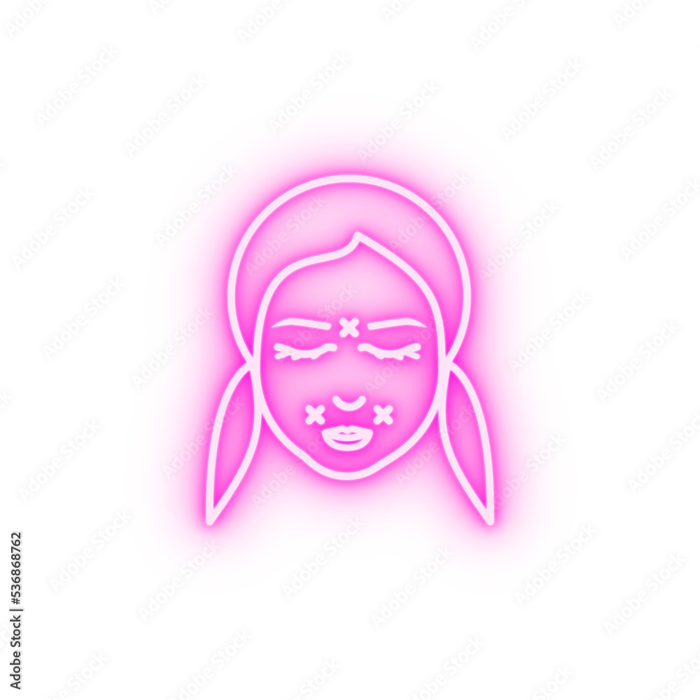 Woman correction wrinkle neon icon Woman correction wrinkle neon icon