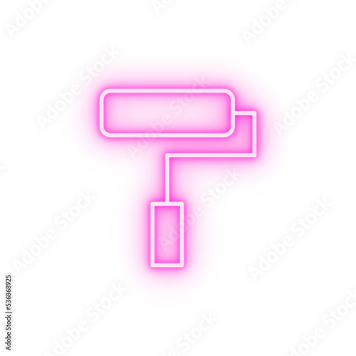 paint roller neon icon