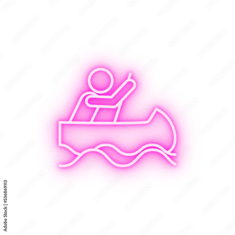 canoe sign neon icon