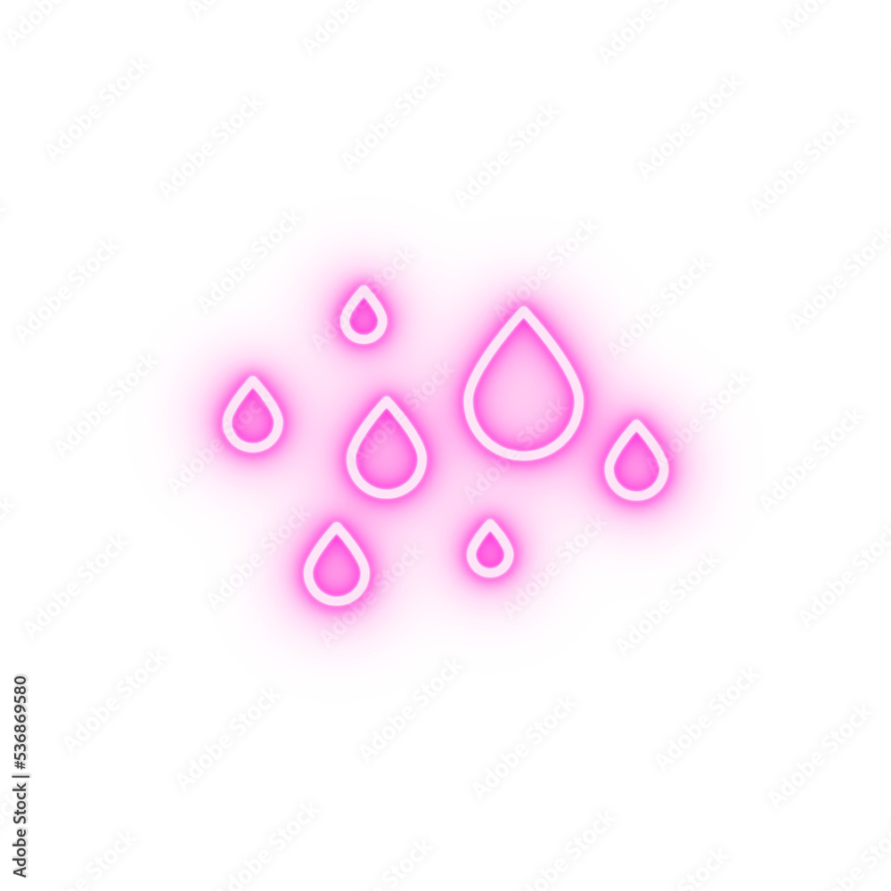 Water drops outline neon icon