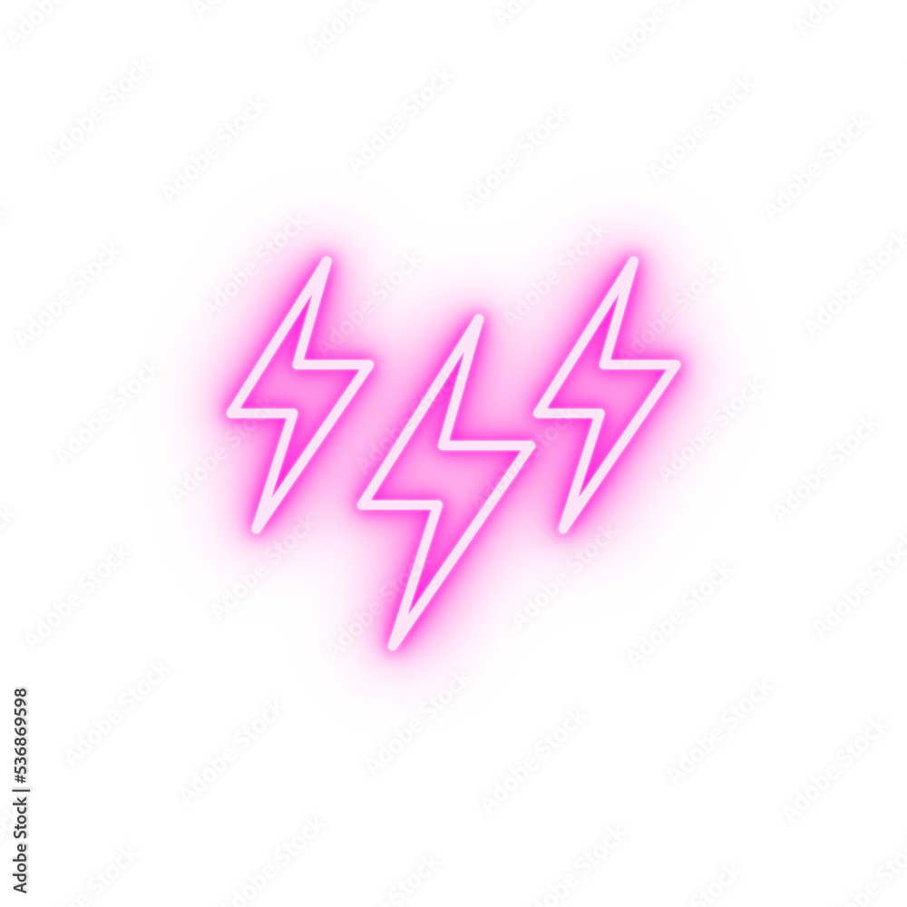 Lightening outline neon icon Lightening outline neon icon