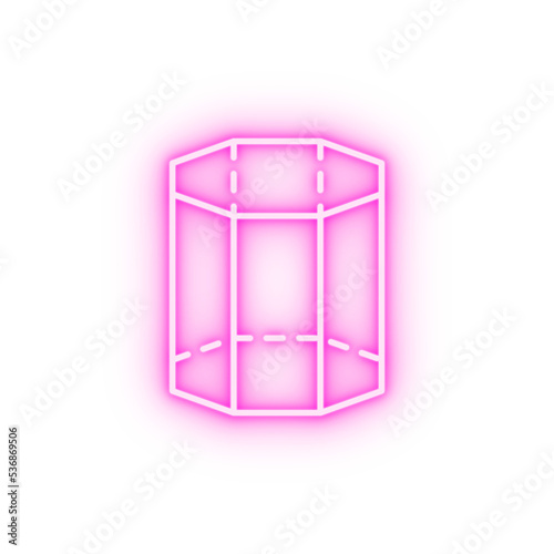 Geometric shapes octagonal prism neon icon