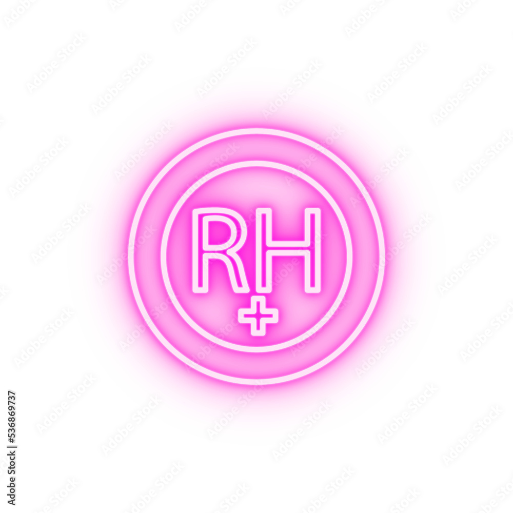 RH blood donation neon icon RH blood donation neon icon