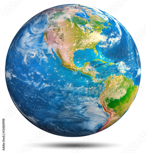 Planet Earth - America. Elements of this image furnished by NASA. 3d rendering. 16 bit color