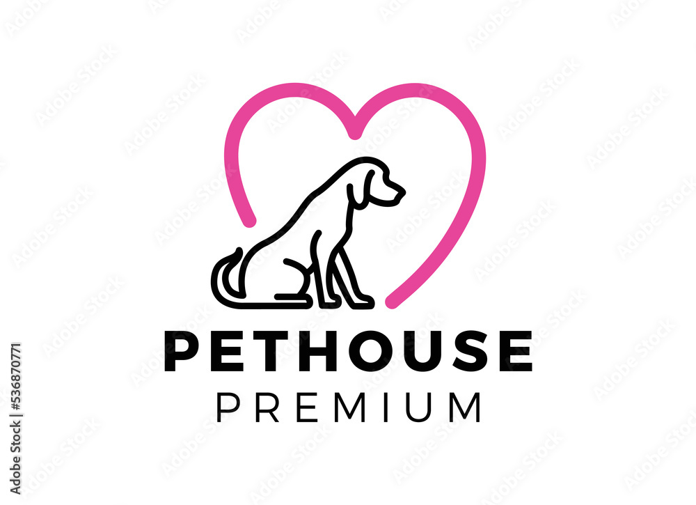 Dog pet house logo vector icon illustration