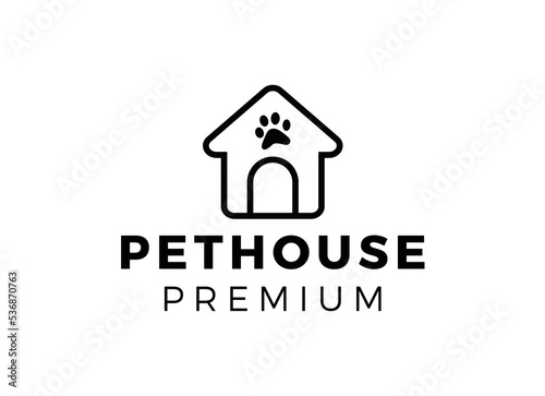 Dog pet house logo vector icon illustration