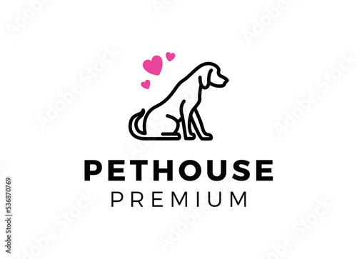 Dog pet house logo vector icon illustration