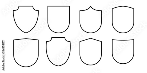 Black Line Shield Icon Set