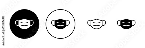 Mask icon vector. Medical mask sign and symbol. Man face with mask icon. Safety breathing mask