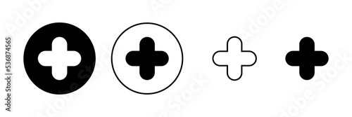 Plus icon vector. Add plus sign and symbol