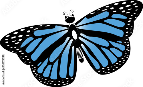 Very beautiful blue and yellow black simple 2D butterfly vector design