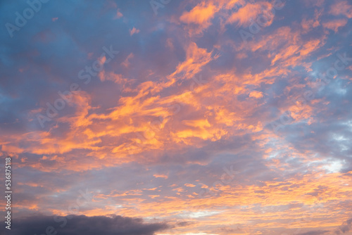 Huge Panoramic view of Sunset Sunrise Sundown Sky with colorful clouds © yelantsevv