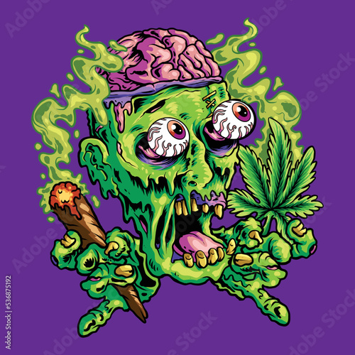 Fun Zombie with cannabis smoke and chill