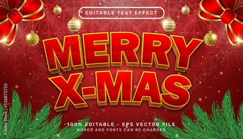merry x mas 3d text effect and editable text effect with christmas background