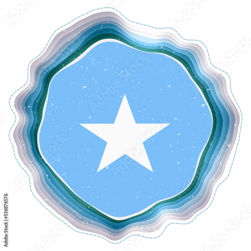 Somalia flag in frame. Badge of the country. Layered circular sign around Somalia flag. Awesome vector illustration.