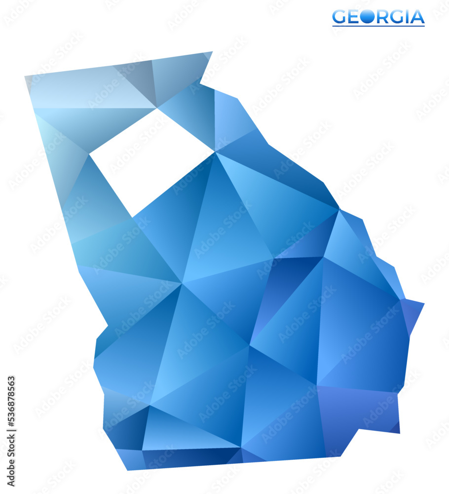 Vector polygonal Georgia map. Vibrant geometric us state in low poly style. Cool illustration for your infographics. Technology, internet, network concept.