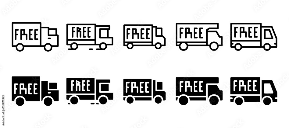 Free Delivery icons with a different style. vector illustration line and solid style