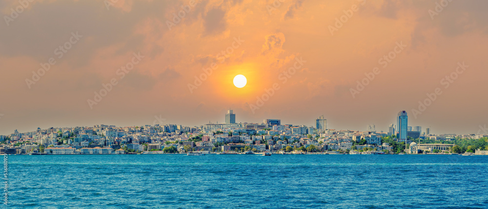 Naklejka premium istanbul city view from sea of bosphorus strait turkey