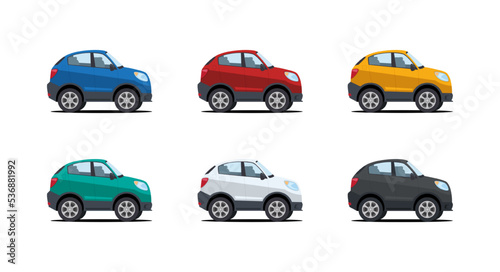 set of suv cartoon car in various color vector illustration