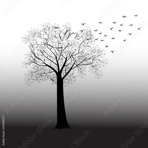 Hand drawn tree sketch black and white vector illustration. © Suryadi