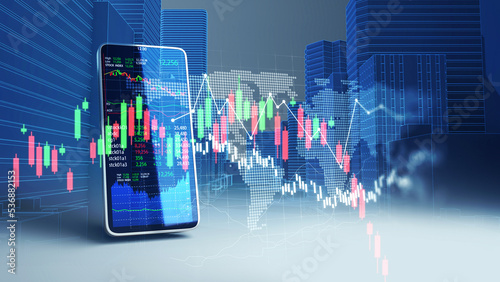 stock market investment graph on financial numbers abstract background.3d illustration
