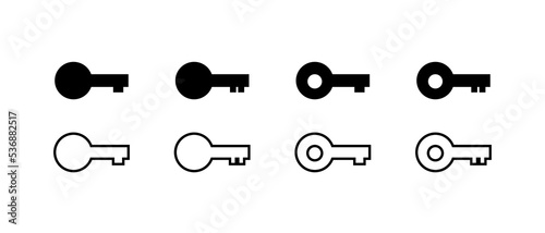 key vector. key icon, door icon, lock and unlock with silhouette style vector.