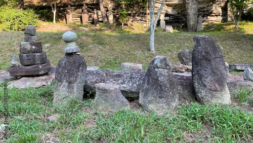 Unjusa, known as the temple of residing clouds or the temple of one thousand stone Buddhas and one thousand stone pagodas in South Korea, in the summer of 2022.  photo