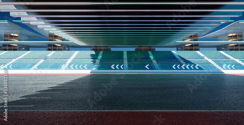 3d rendering racing concept of daytime scene futuristic racetrack photo
