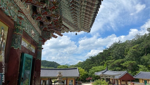 Unjusa, known as the temple of residing clouds or the temple of one thousand stone Buddhas and one thousand stone pagodas in South Korea, in the summer of 2022.  photo