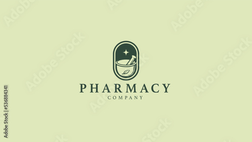 Fotografiet A pill design pharmacy vector logo design