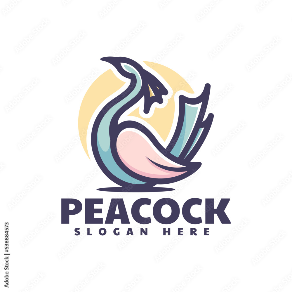 Vector Logo Illustration Peacock Simple Mascot Style Vector Logo Illustration Peacock Simple Mascot Style