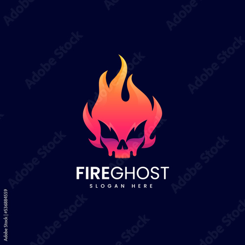 Vector Logo Illustration Fire Ghost Gradient Colorful Style.