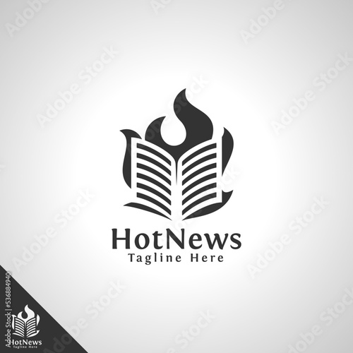 Hot News Logo with Burning Newspaper Concept