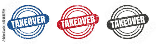 Takeover round isolated label sign. takeover stamp photo