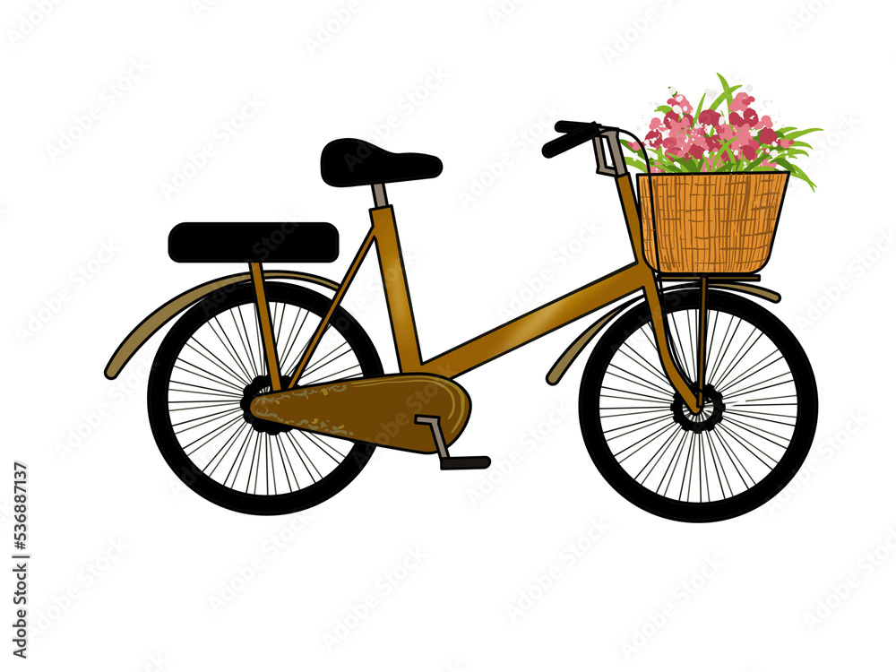 bicycle and flowers. Drawings from tablets in png file format.  Used for various graphic works.