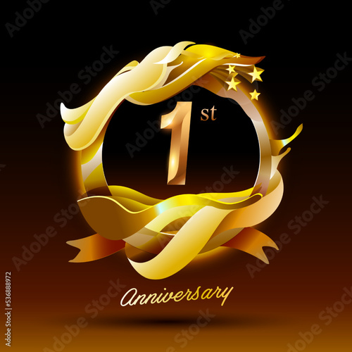 1 year golden anniversary celebration logo