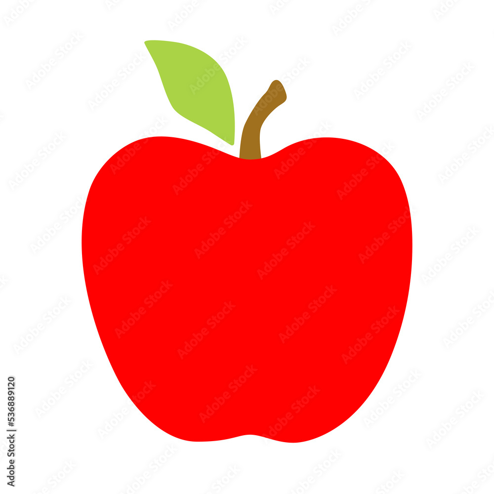 Red apple with leaf in flat style. Vector illustration isolated on white background Red apple with leaf in flat style. Vector illustration isolated on white background