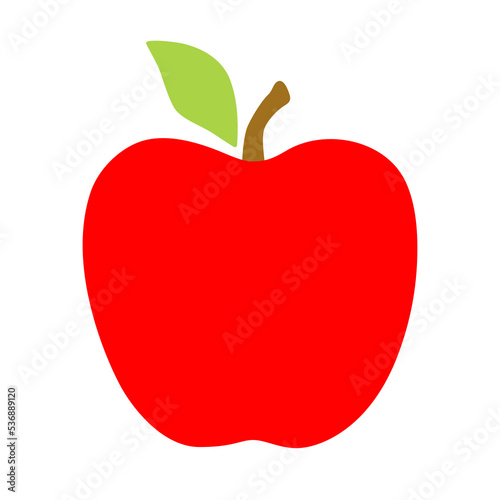 Red apple with leaf in flat style. Vector illustration isolated on white background