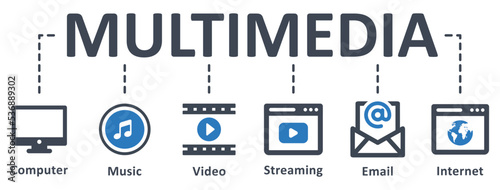 Multimedia icon - vector illustration . Multimedia, computer, music, video, audio, email, streaming, gaming, internet, animation, infographic, template, concept, banner, pictogram, icon set, icons .