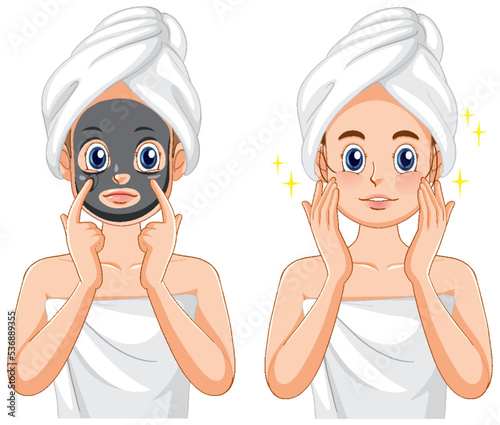 Spa woman applying facial mask
