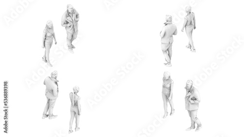 3D High Poly Humans - SET1 Monochromatic - Isometric Views