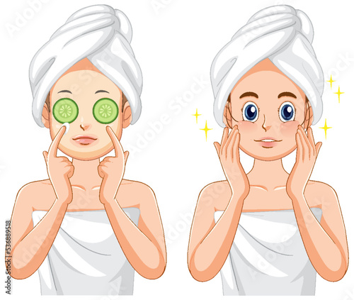 Spa woman applying facial mask