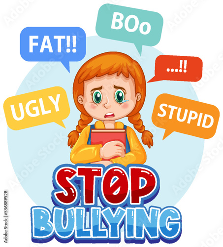 Stop bullying kids text design