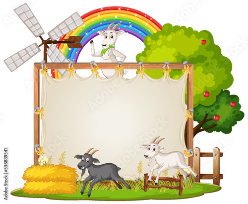 Empty banner template with farm animals