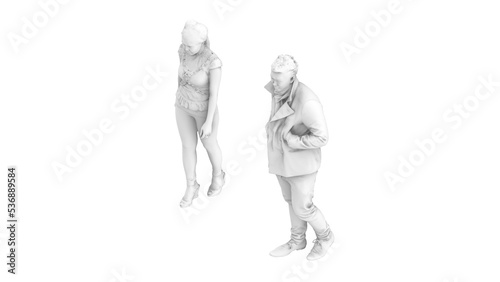 3D High Poly Humans - SET1 Monochromatic - Isometric View 3