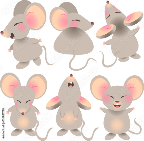 Fototapeta Naklejka Na Ścianę i Meble -  baby mouse cute baby mice character set rat rodent with many expression daily live