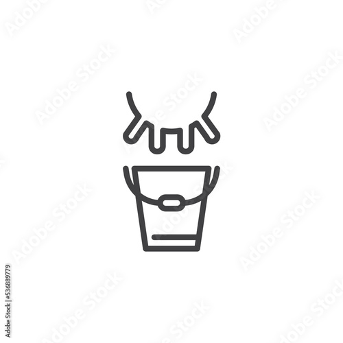 Cow udder and bucket line icon