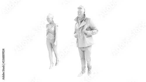 3D High Poly Humans - SET1 Monochromatic - Perspective View 2